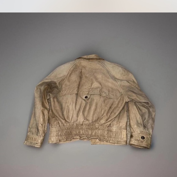 Unisex Tan Leather Jacket - Picture 3 of 8